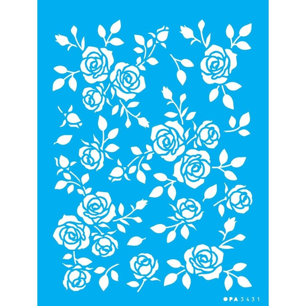 Stencil Opa 15 x 20 cm - Estamparia Floral Rosas - 3431