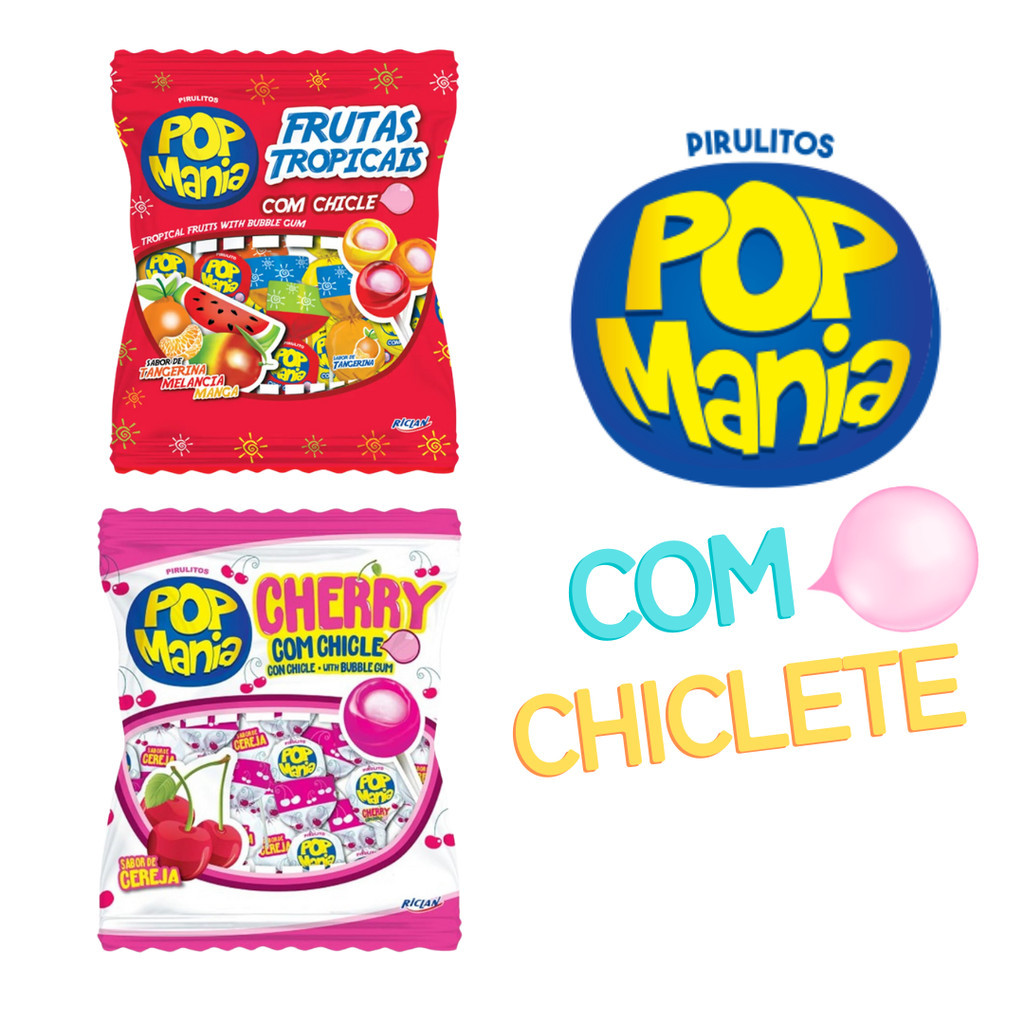 Pirulito Pop Mania Chicle 12g em Oferta na Shopee