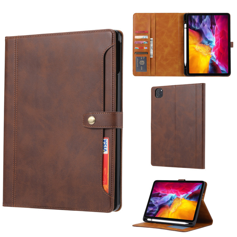Para iPad Air Pro 11 13 2024 M4 Ar M2 Caso De Luxo Negócios Flip Couro Livro Suporte Capa Com Slot Cartão