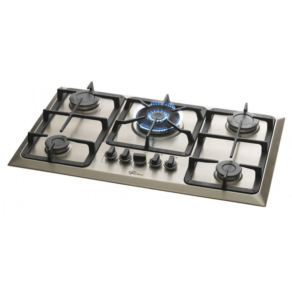 Cooktop a Gás Fischer 5 Bocas Tripla Chama Infinity Inox Trempe Ferro Fundido 23678-54121 Bivolt em Oferta na Shopee