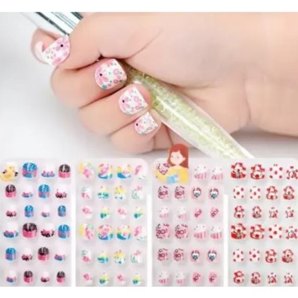Kit 144 Unhas Postiça Infantil 12 Caixas （1caixa com 12 unhas）Contém Comprimidos de cola sólida — imagem 2 de 2