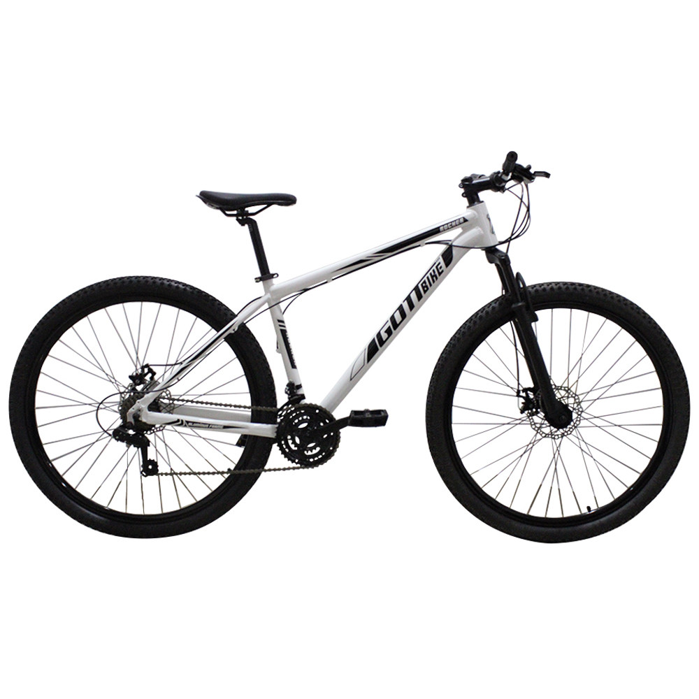 Bicicleta aro 29 Alumínio Branco e Preto Gott Rocker Freios a Disco Suspensão 21v em Oferta na Shopee