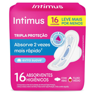 Absorvente Intimus Tripla Proteção Suave Com Abas 16un em Oferta na Shopee