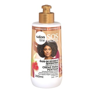 Creme Para Pentear Salon Line SOS Cachos Rícino E Queratina 300ml em Oferta na Shopee