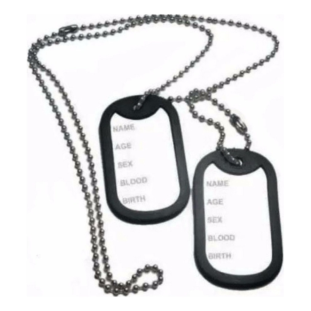 Corrente Masculina Placas Identificação Militar Dog Tag Aço