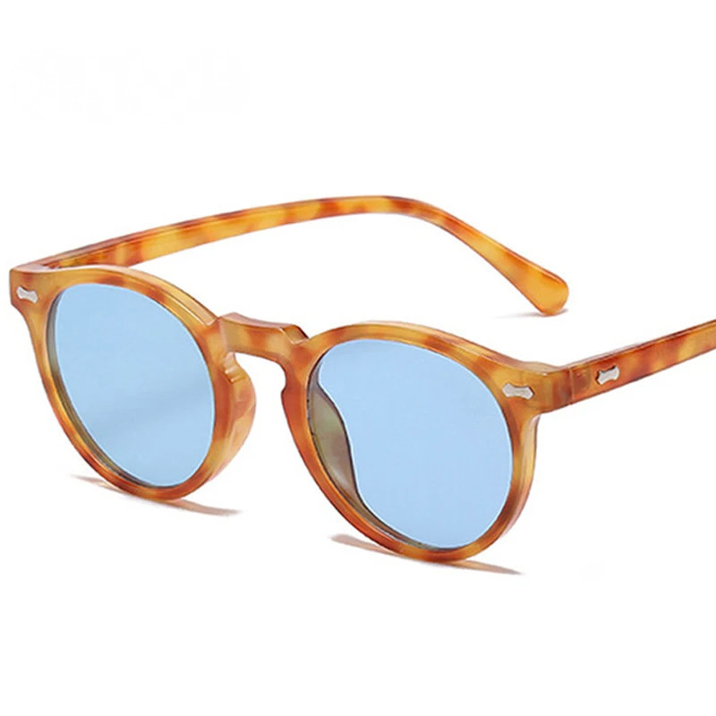 Óculos de Sol Polarizados Redondos Retro para Mulheres, Decoração com Rebites, UV400, Tons Masculinos Punk Verde Escuro