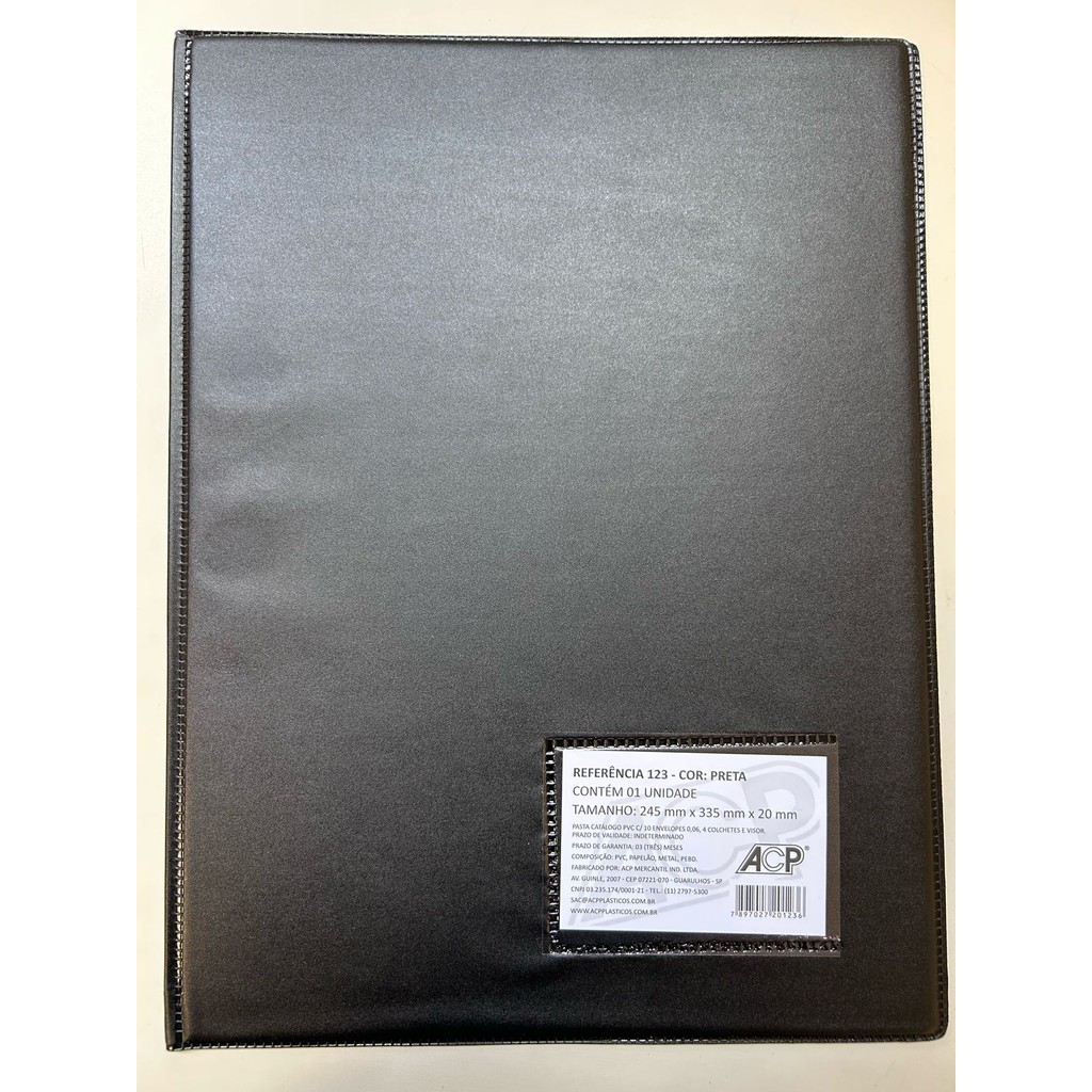 Kit 15 / 25 Pastas Catálogo Preta C/ 10 Envelopes Plásticos Finos