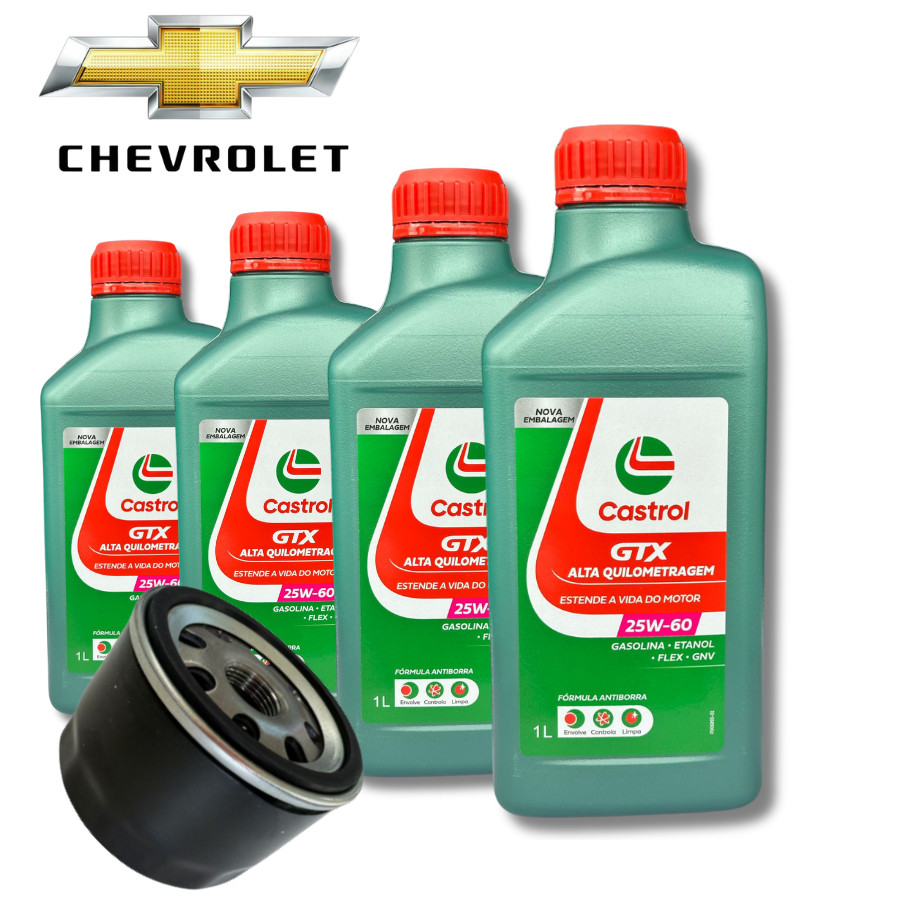 KIT CASTROL GTX ANTIBORRA 25W60 4 LITROS+ FILTRO ( GM )