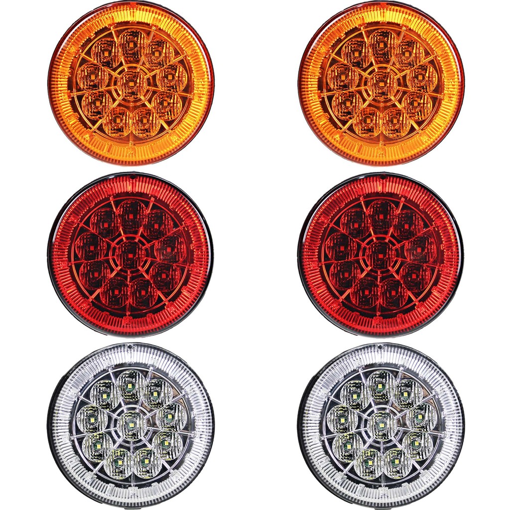 6 Lanterna Traseira 125mm Caminhão Carreta Mod. Randon 10 LED 24V