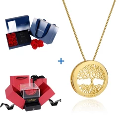 Colar Delicado Feminino Banhado a Our 18k Arvore Da Vida Caixa De Presente Para Esposa