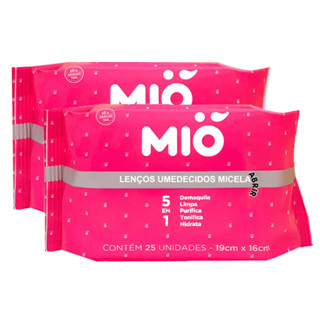 Kit 2 Lenço Umedecido Mió Micelar 5 em 1 25 Unidades em Oferta na Shopee