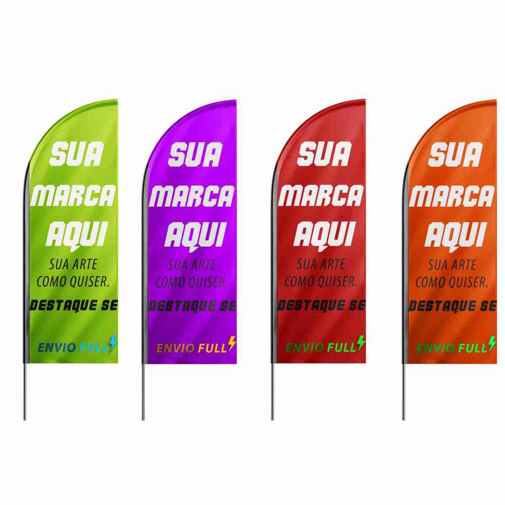 Wind Banner Personalizado 3 Metros Dupla Face - HASTE + TECIDO PERSONALIZADO DO SEU JEITO