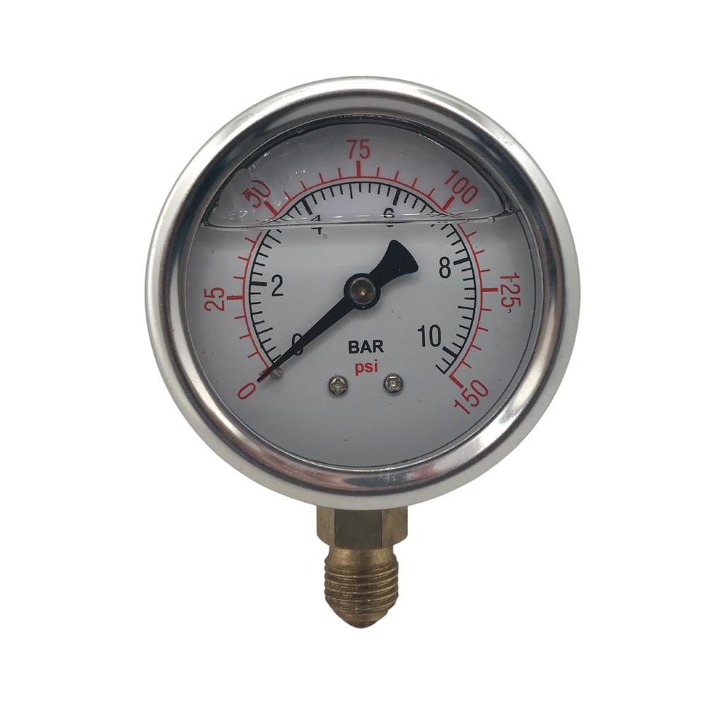 Manômetro Vertical De Pressão Glicerina Inox 10 Bar 63mm