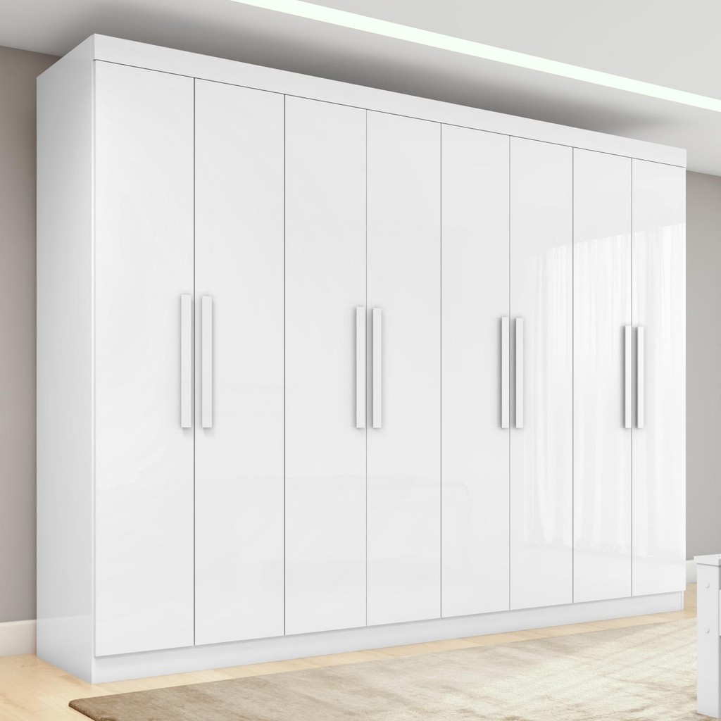 Guarda-roupa Casal Easy Slim 8 Portas Branco em Oferta na Shopee
