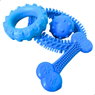 Kit Brinquedos para Cachorro Mordedor de Borracha Maciço Resistente Anêmona, Pneu, Bola e…
