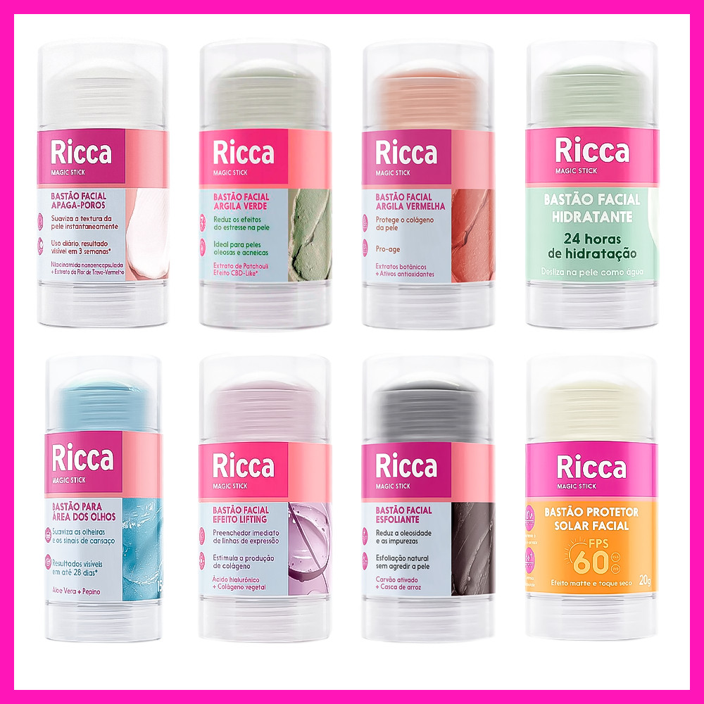 Ricca Magic Stick Bastão Facial (Skincare prático, rápido e poderoso, Perfeito para o Dia a Dia)