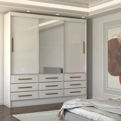 Guarda-Roupa Casal Taylor Plus 3 Portas 9 Gavetas com Espelho - Panorama Móveis