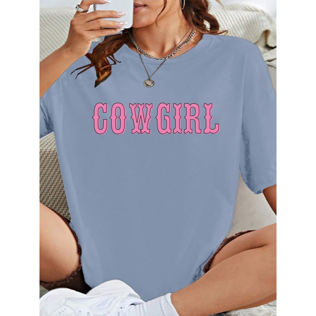 T Shirt Estilosa Blogueirinha Camiseta Aesthetic Cow Girl Farm Blusa Oversized Casual Larga Moderna