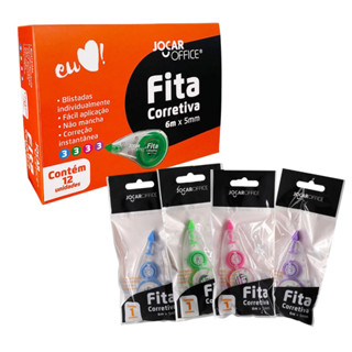 12 Fita Corretivas 6 Metros Branquinho Escolar Ponta 5mm 4 Cores Sortidas Jocar Ofifice em Oferta na Shopee