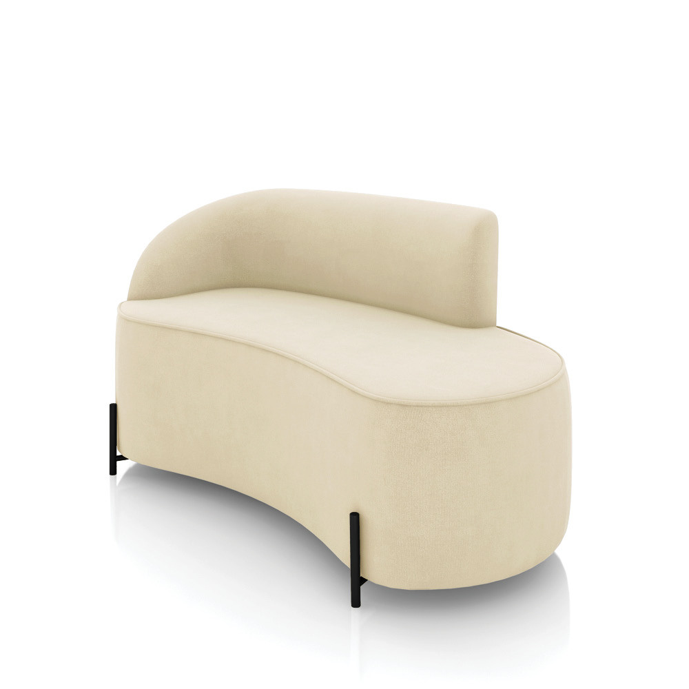 Sofá 2 Lugares Orgânico 140cm Pé Ferro Preto Morgan Suede D03 - D'Rossi
