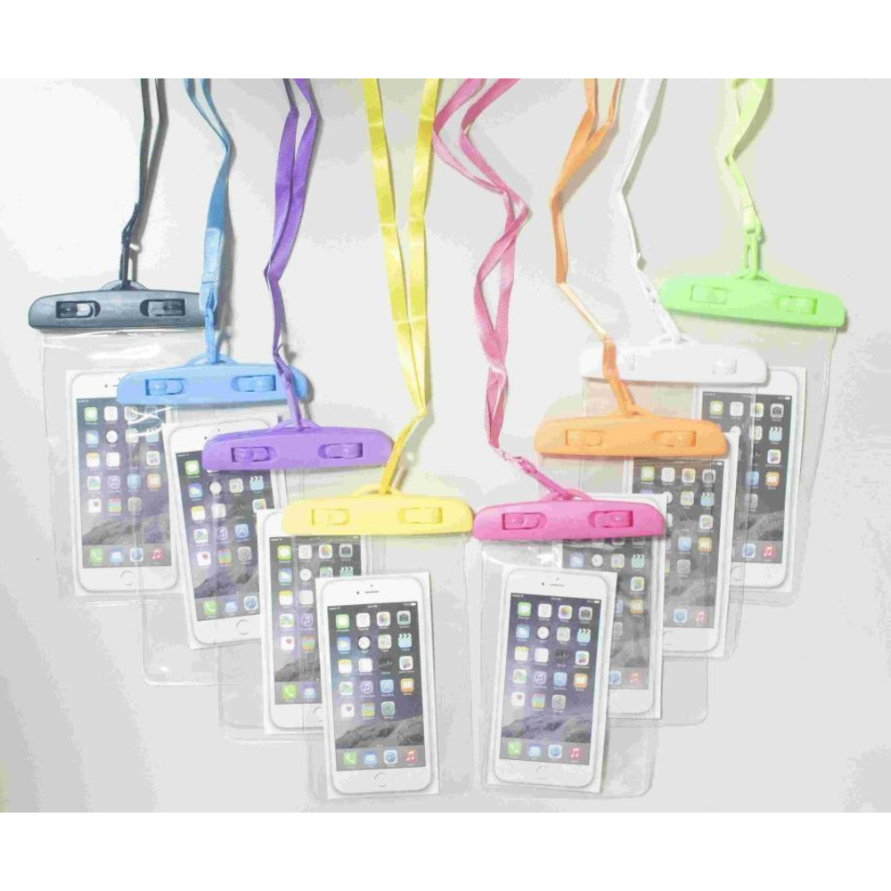 Kit Capa Prova D'água Celular Bolsa Case Estanque Transparente Universal Praia Piscina Viajar Festa