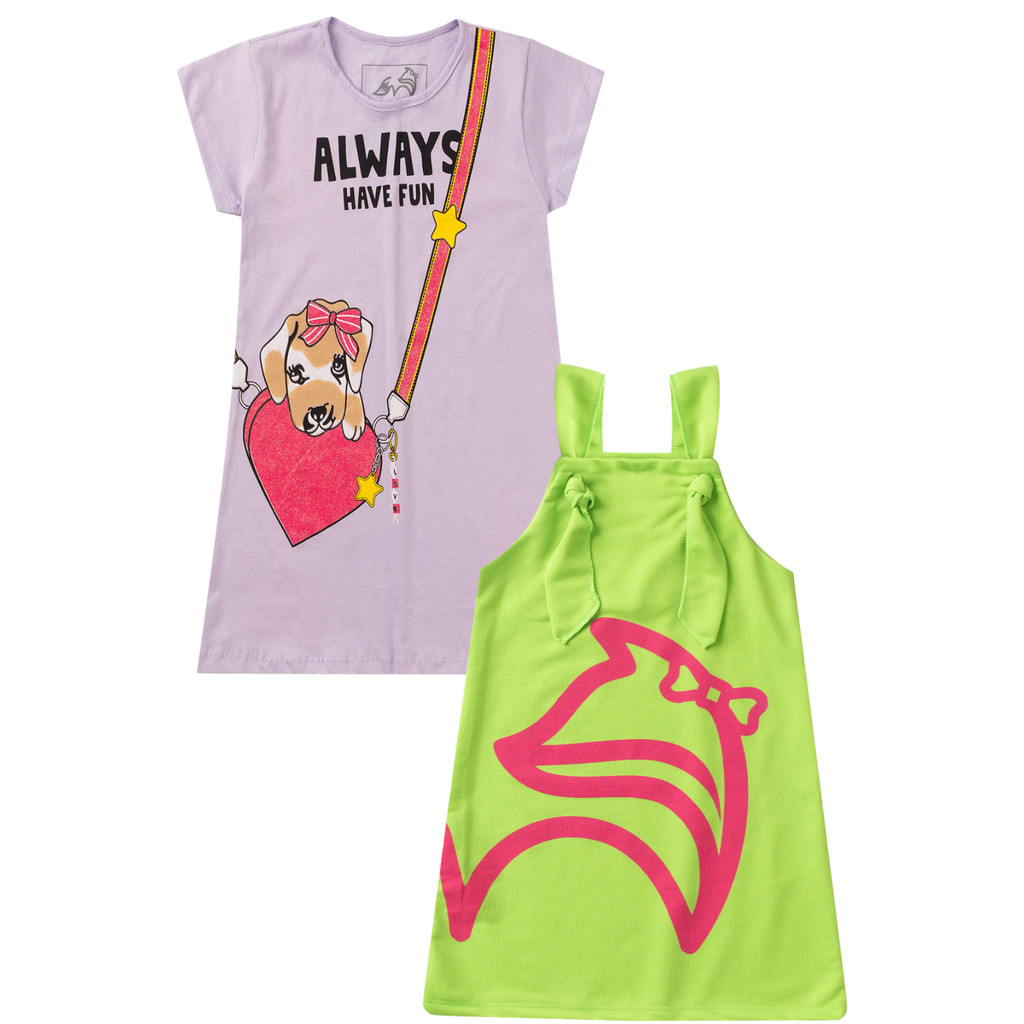 Kit 2 Vestidos Menina Verão – Moda Infantil Feminina Leve e Fofa | Roupas Estampadas para o Calor