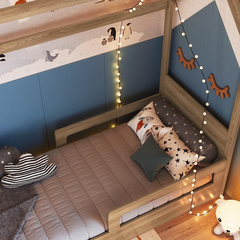 Detalhes do Cama Infantil Montessoriana Casinha Menino Menina Solteiro com Proteção Lateral Aveiro