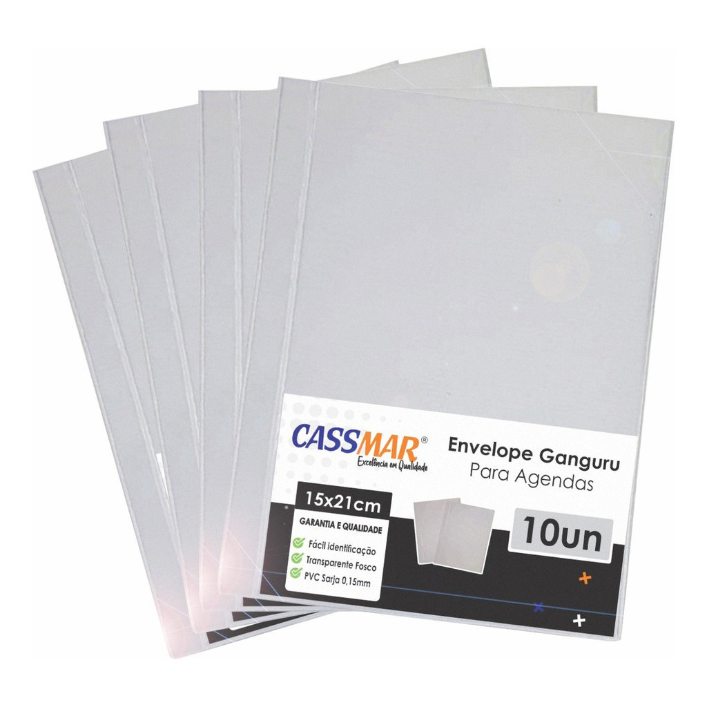 Envelope Canguru Cristal para agenda 15cmx21cm Cassmar 10 Un