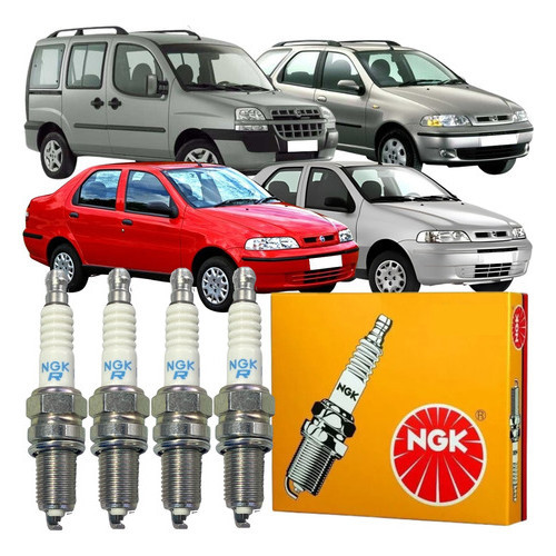 Jogo Kit 04 Vela Ignição Ngk Fiat Siena Palio Doblo Palio Weekend em Oferta na Shopee