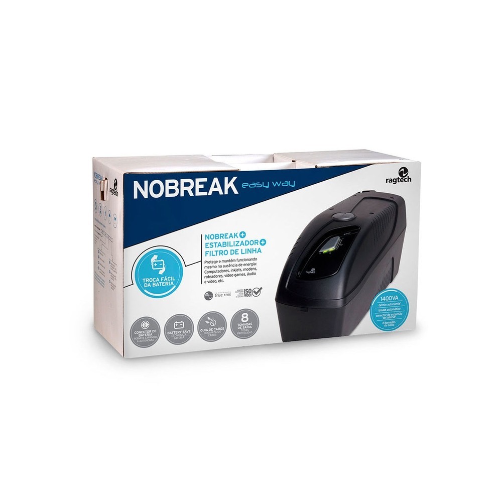 Nobreak Ragtech Easy Way 1400VA Bivolt 60Hz Preto CBU-TI 20NEW4154
