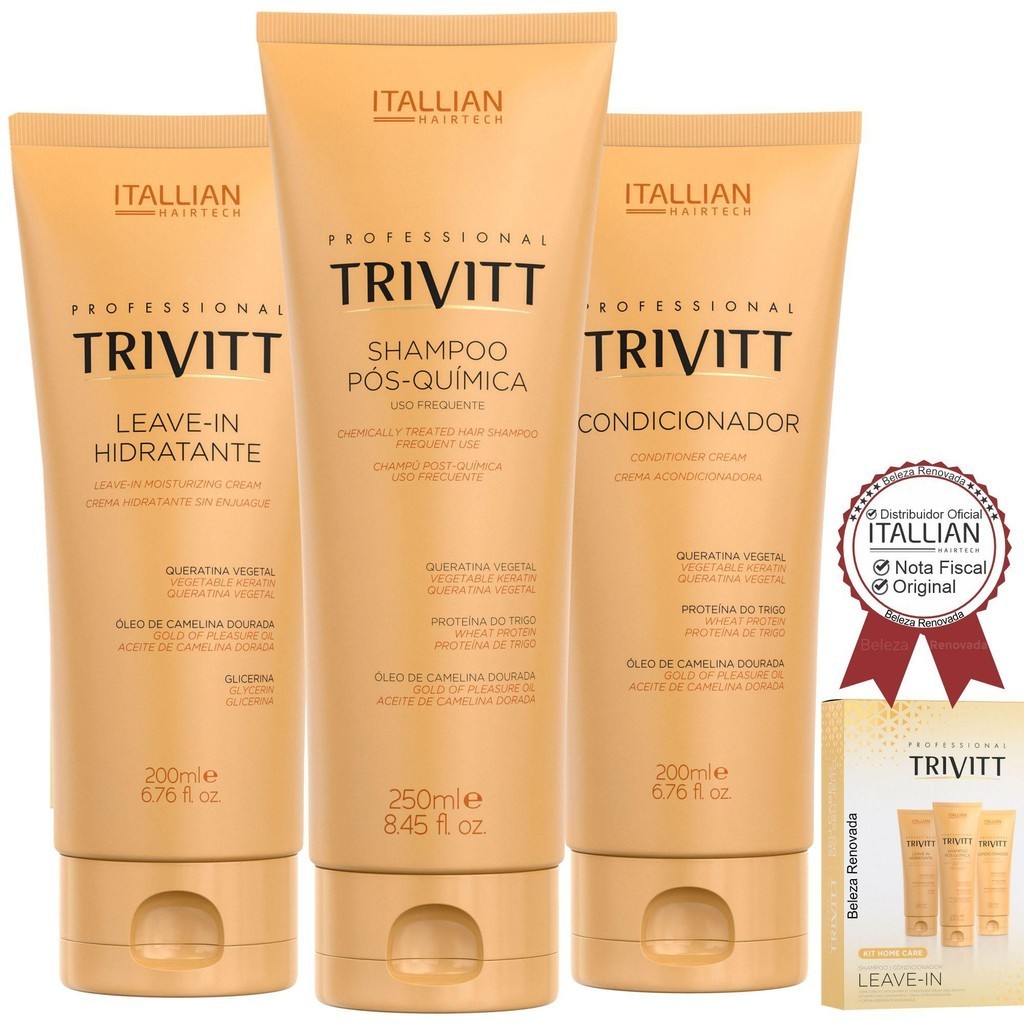 Kit Home Care C/ Leave-In Hidratante Trivitt 3 Itens