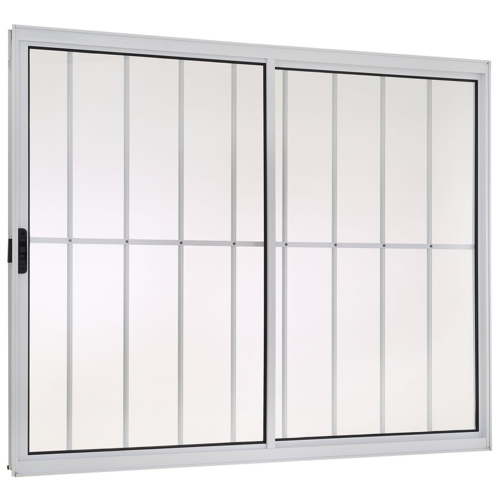 Janela de Alumínio de Correr 100x150cm com Grade 2 Folhas Direita Ecosul Esquadrisul Branco - Home & Living