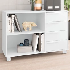 Gaveteiro com Rodízios 4 Gavetas 1 Prateleira Office Branco - Brv Móveis