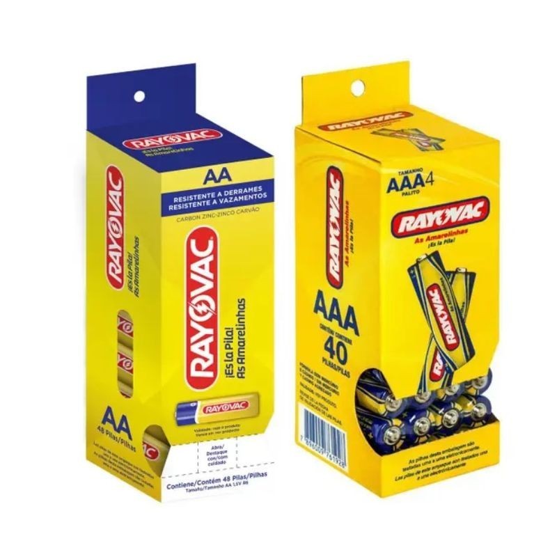 Kit 40 Pilhas Aaa + 48 Pilhas Aa Rayovac Amarelinhas Rayovac