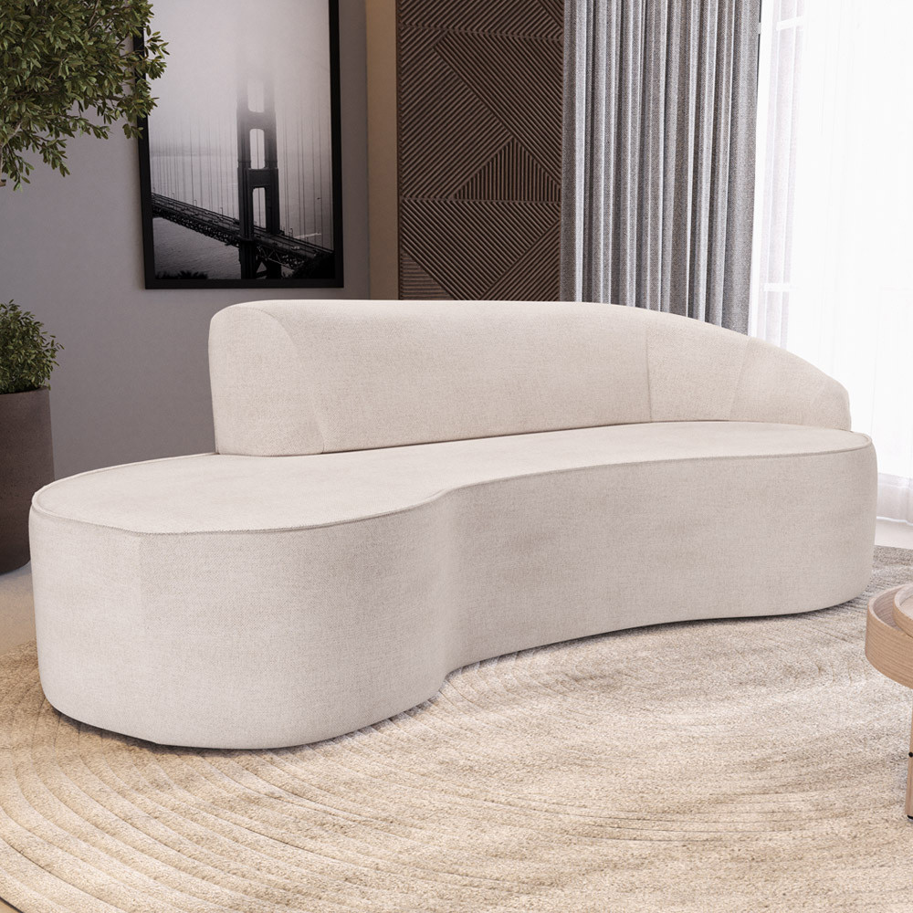 Sofá 3 Lugares Curvo Sala de Estar Living Firenze Direito D02 Linho Cru 180 cm D-461 - Lyam em Oferta na Shopee