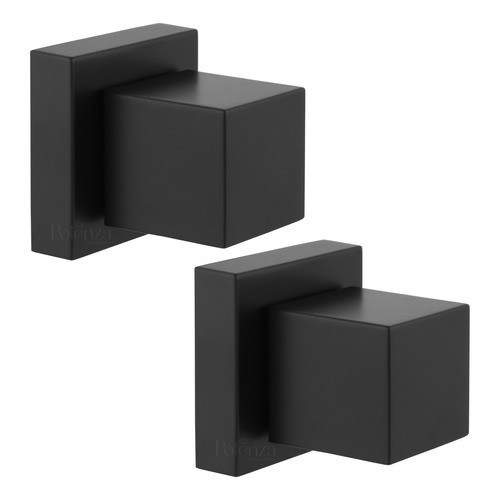 Kit 2 Acabamento de Registro Chuveiro e Geral Quadrado em Preto Fosco - Padrão Deca 1/2" e...
