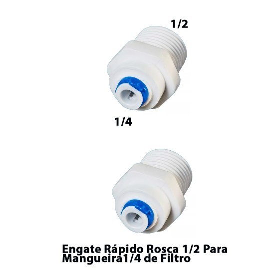 Kit 2 Conector Reto Conexão Reta Engate Rápido Rosca 1/2 Para Mangueira 1/4 de Filtro em Oferta na Shopee