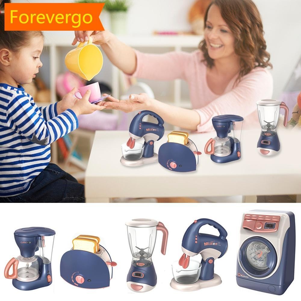 forevergo Mini Eletrodomésticos Brinquedos De Cozinha , Conjunto De Fingir Com Misturador De Cafeteira E Torradeira Para Crianças Meninas Presentes C9I6