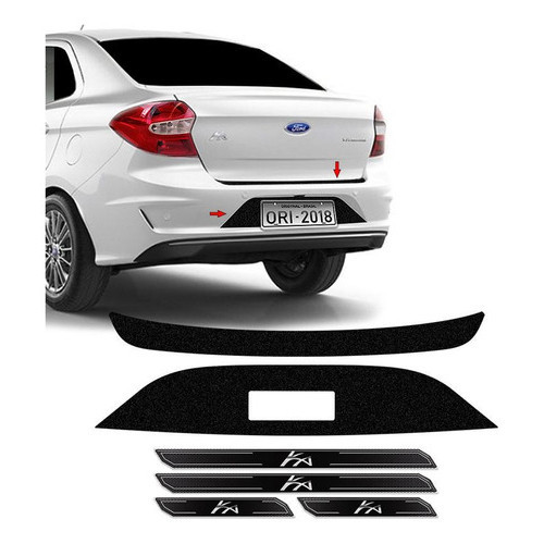 Kit Protetor Ford Ka Sedan 2019/2021 Adesivo Placa + Soleira