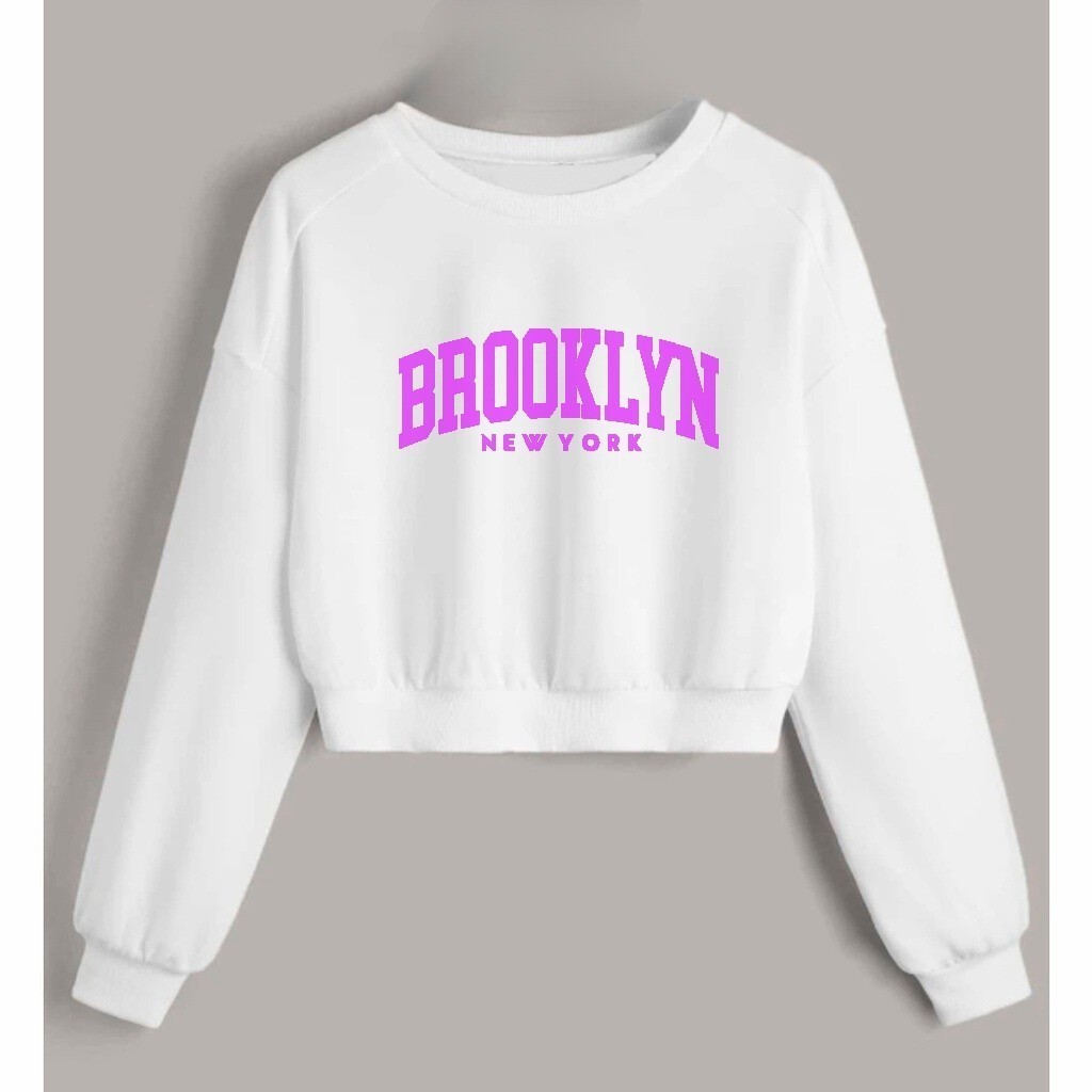Moletom Cropped Blusa Frio Feminina Brooklyn em Oferta na Shopee