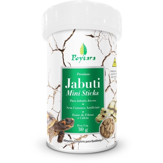 Ração Para Reptéis Jabuti Mini Sticks 30g - Poytara