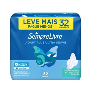 Absorvente Sempre Livre Adapt Plus Suave com Abas 32 Unidades Leve Mais Pague Menos em Oferta na Shopee