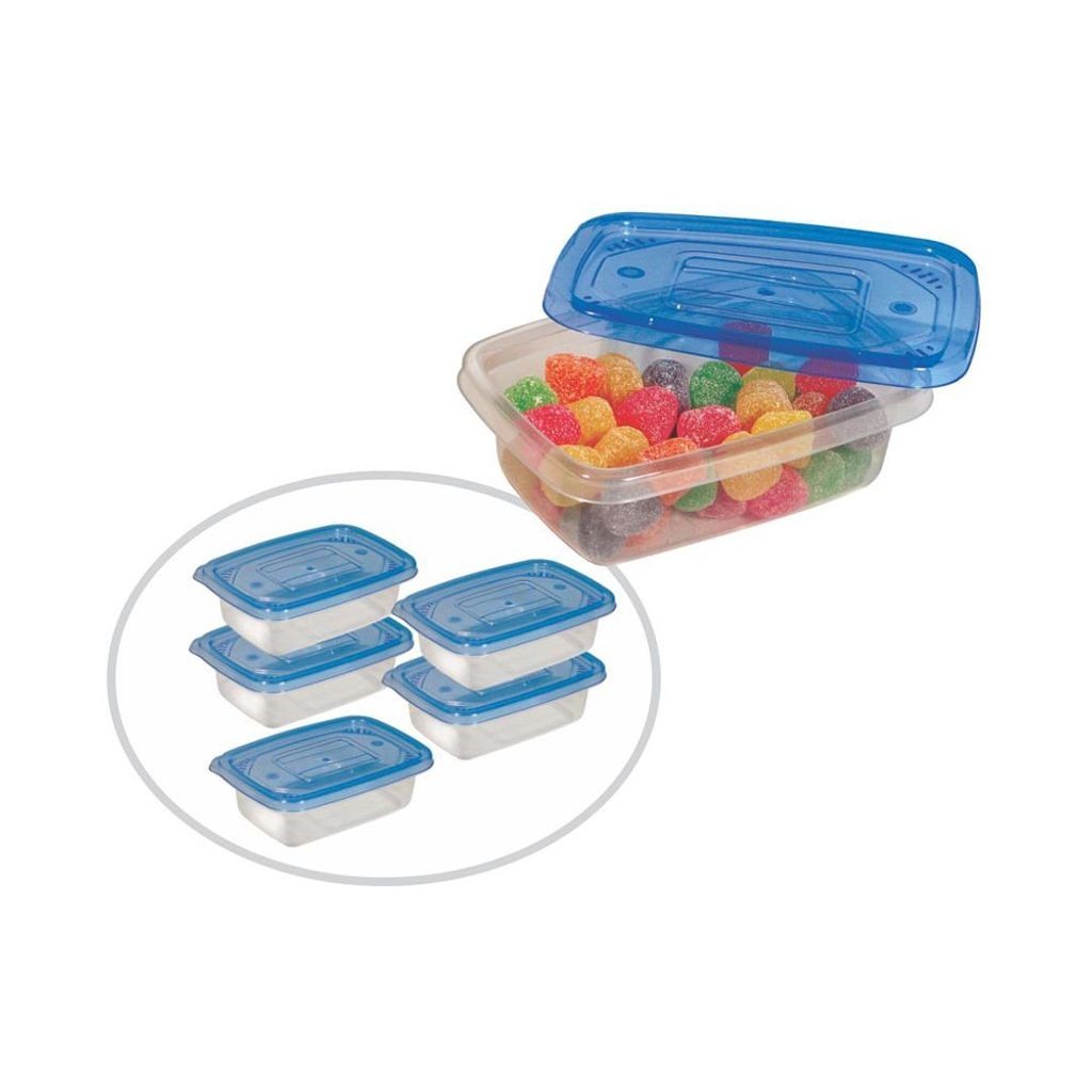 Conjunto de Potes São Bernardo em Plástico Retangular com 5 Peças 240ml - Item Sortido