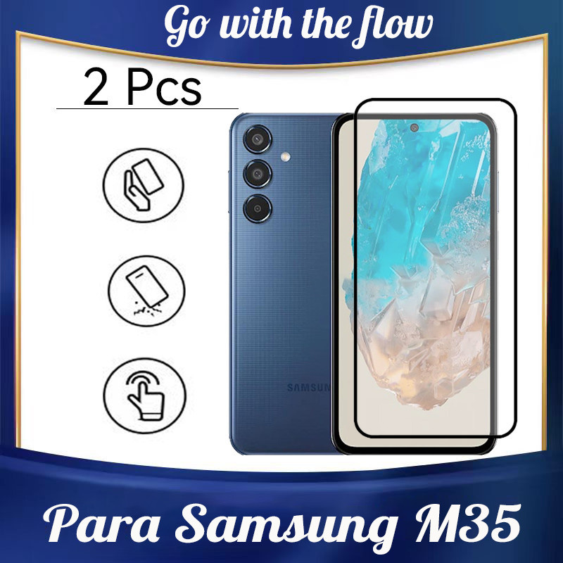 Película de Vidro Samsung M35 5G 2 Pcs Protetor De Tela De Vidro Temperado Para Samsung Galaxy M55 M15 M34 M54 M14 4G 5G 9D Película De Proteção