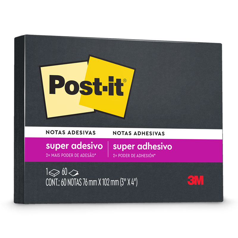 Bloco de notas super adesivas Post-it Preto Ônix 76x102mm 60 folhas 3M