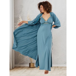 Kit Robe longo e camisola longa amamentação luxo maternidade em Oferta na Shopee