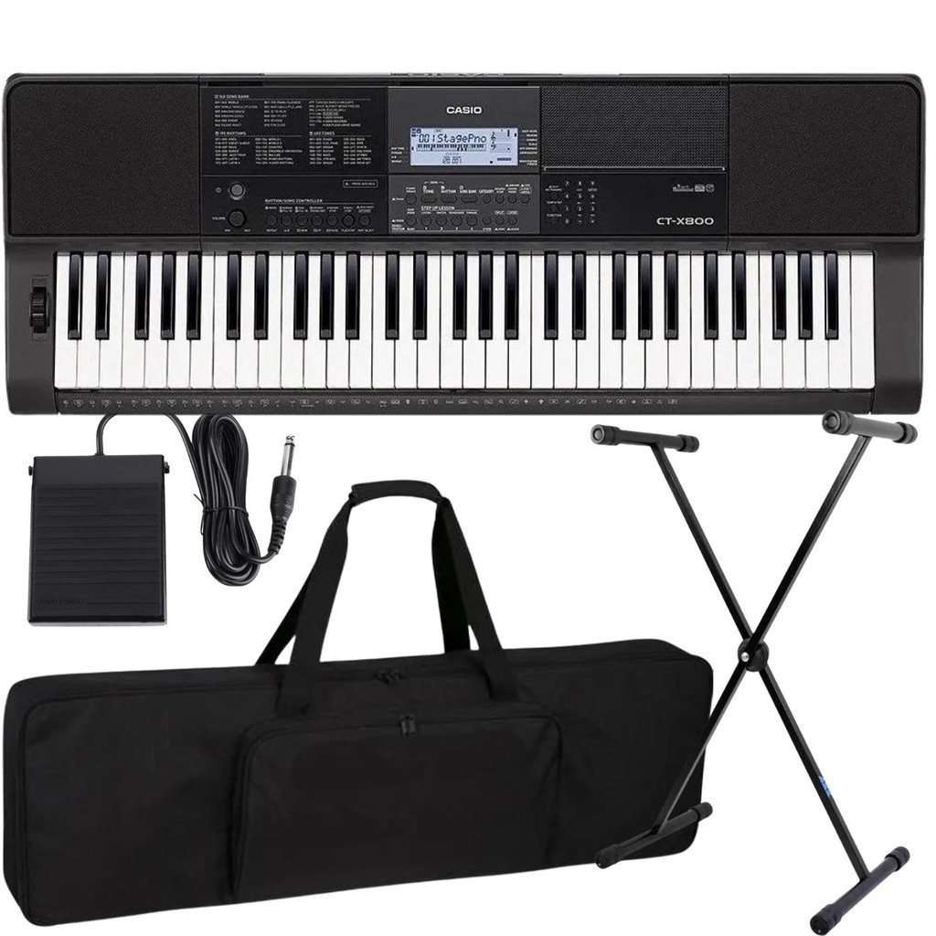 Kit Teclado Musical Casio Ctx800 Teclas Sensitivas Usb + Suporte Capa Pedal em Oferta na Shopee