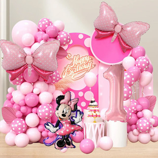Festa De Aniversário Dos Irmãos 120PCS Minnie Mouse 40 Polegadas Pink Bow Aluminum Mold Balloon Garland Arch Set Meninas Princesa Baby Shower Decoração em Oferta na Shopee