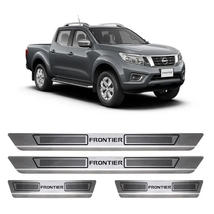 Jogo Soleira de Porta Aco Inox Nissan Frontier 2008 a 2016
