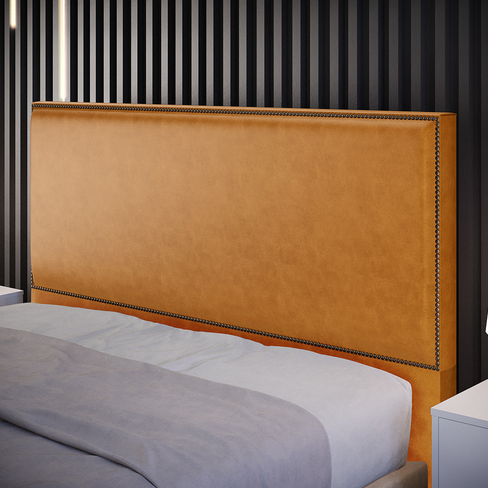 Cabeceira Box Com Tachas 160 cm Vicenza L02 Couríssimo Whisky - Lyam Decor em Oferta na Shopee